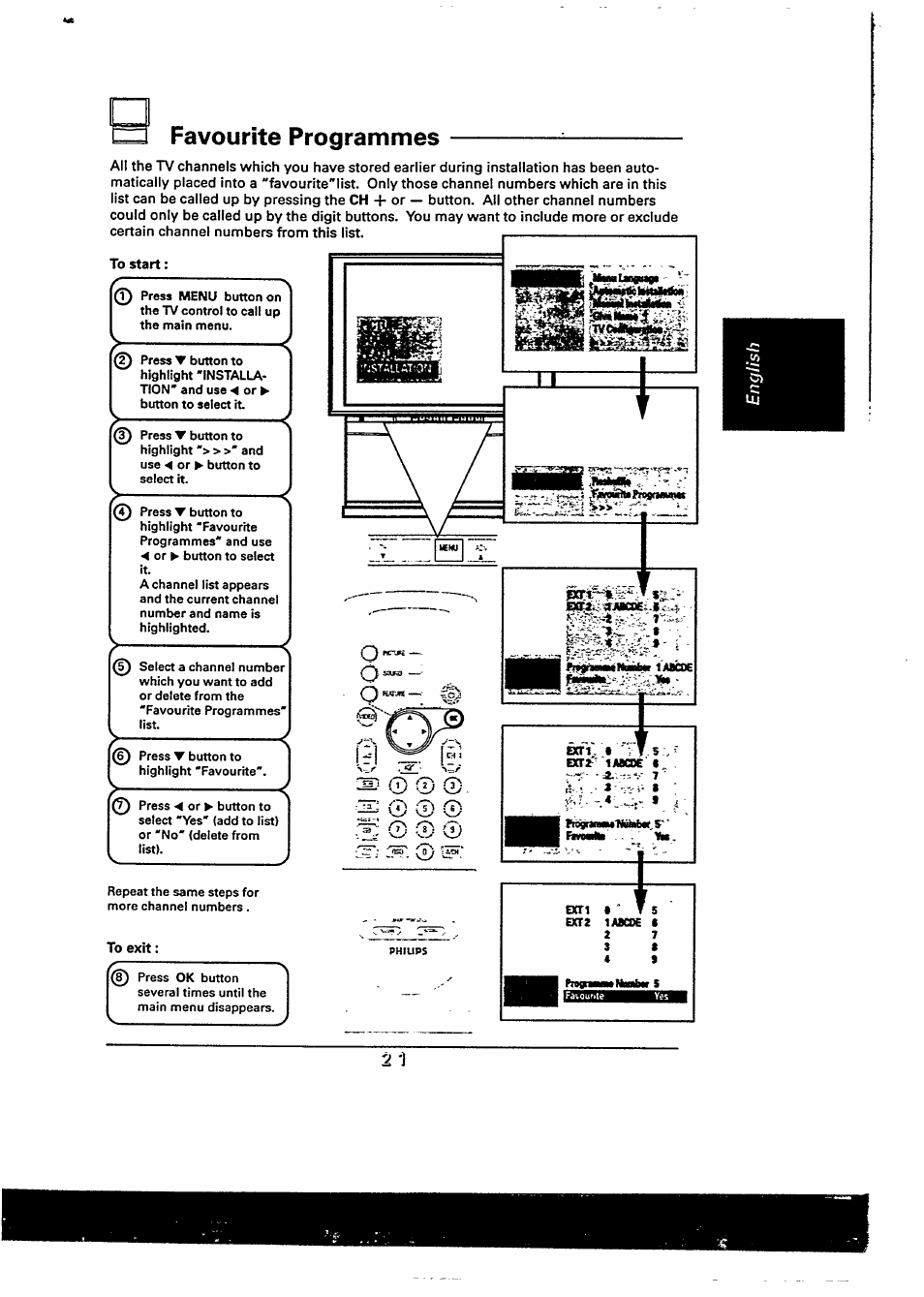 Favourite programmes | Philips 48PP9103/05 User Manual | Page 43 / 100
