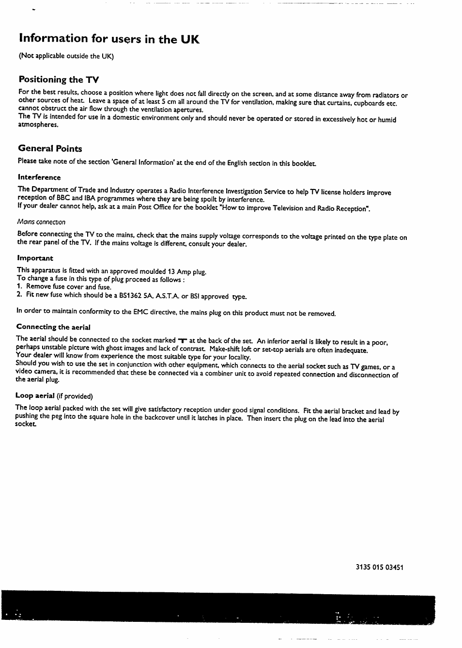 Information for usors in the uk | Philips 48PP9103/05 User Manual | Page 5 / 100