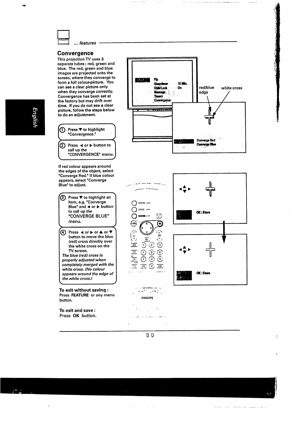 To exit and save: press ok button | Philips 48PP9103/05 User Manual | Page 61 / 100