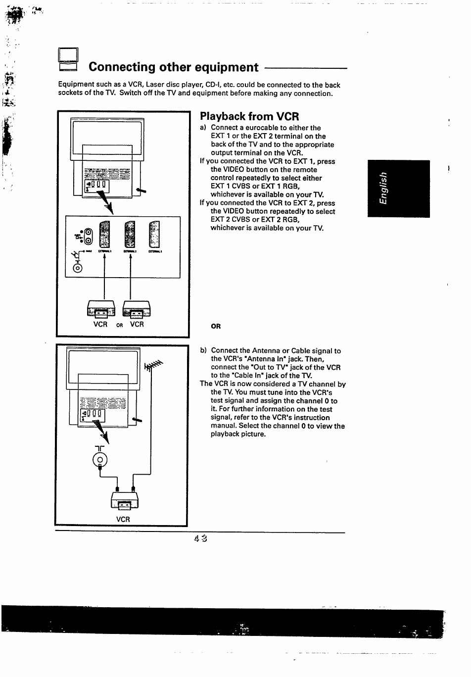 Connecting other equipment, Playback from vcr | Philips 48PP9103/05 User Manual | Page 87 / 100