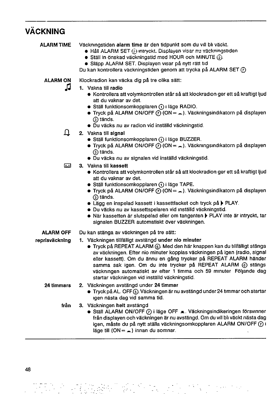 Vackning | Philips AJ 3802 User Manual | Page 6 / 16