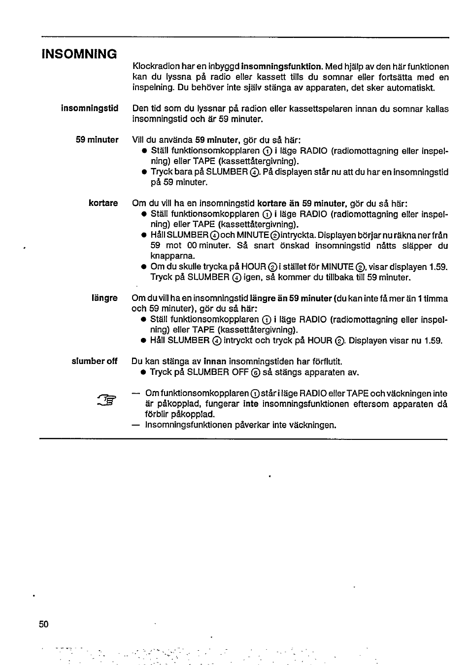 Insomning | Philips AJ 3802 User Manual | Page 8 / 16