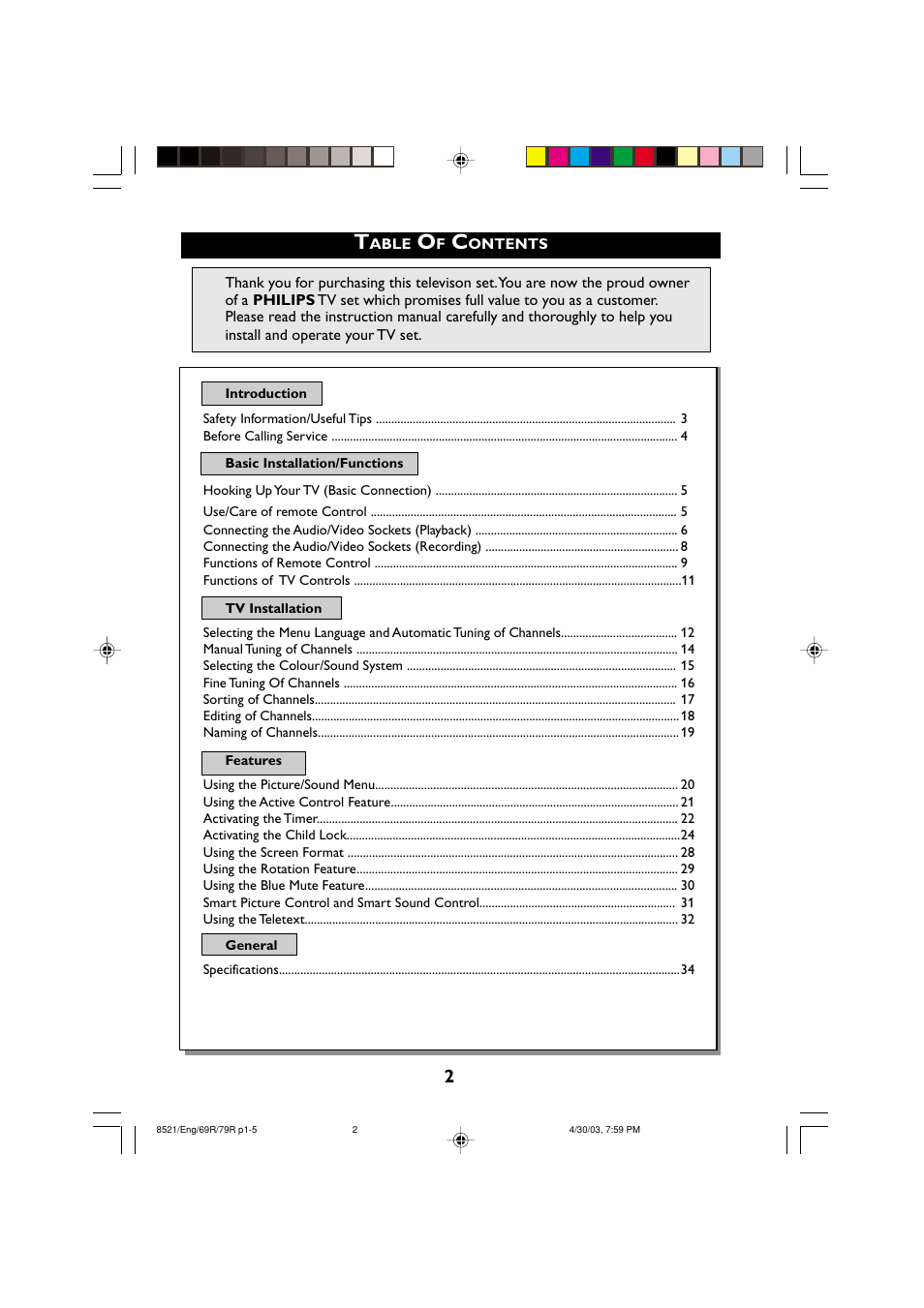 Philips 32PW8521 User Manual | Page 2 / 35