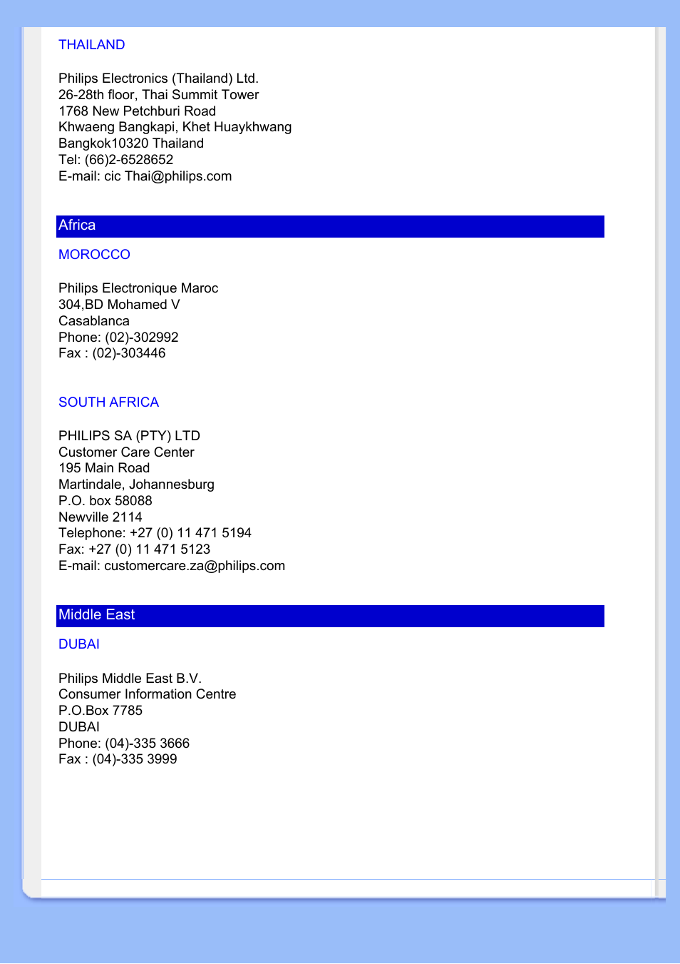 Dubai, Morocco | Philips 220VW8 User Manual | Page 71 / 86