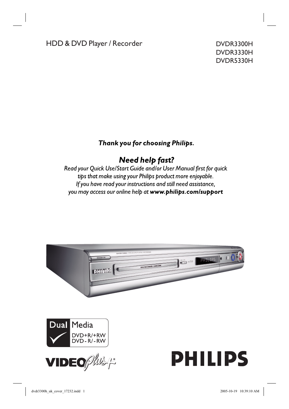 Philips DVDR3300H User Manual | 73 pages