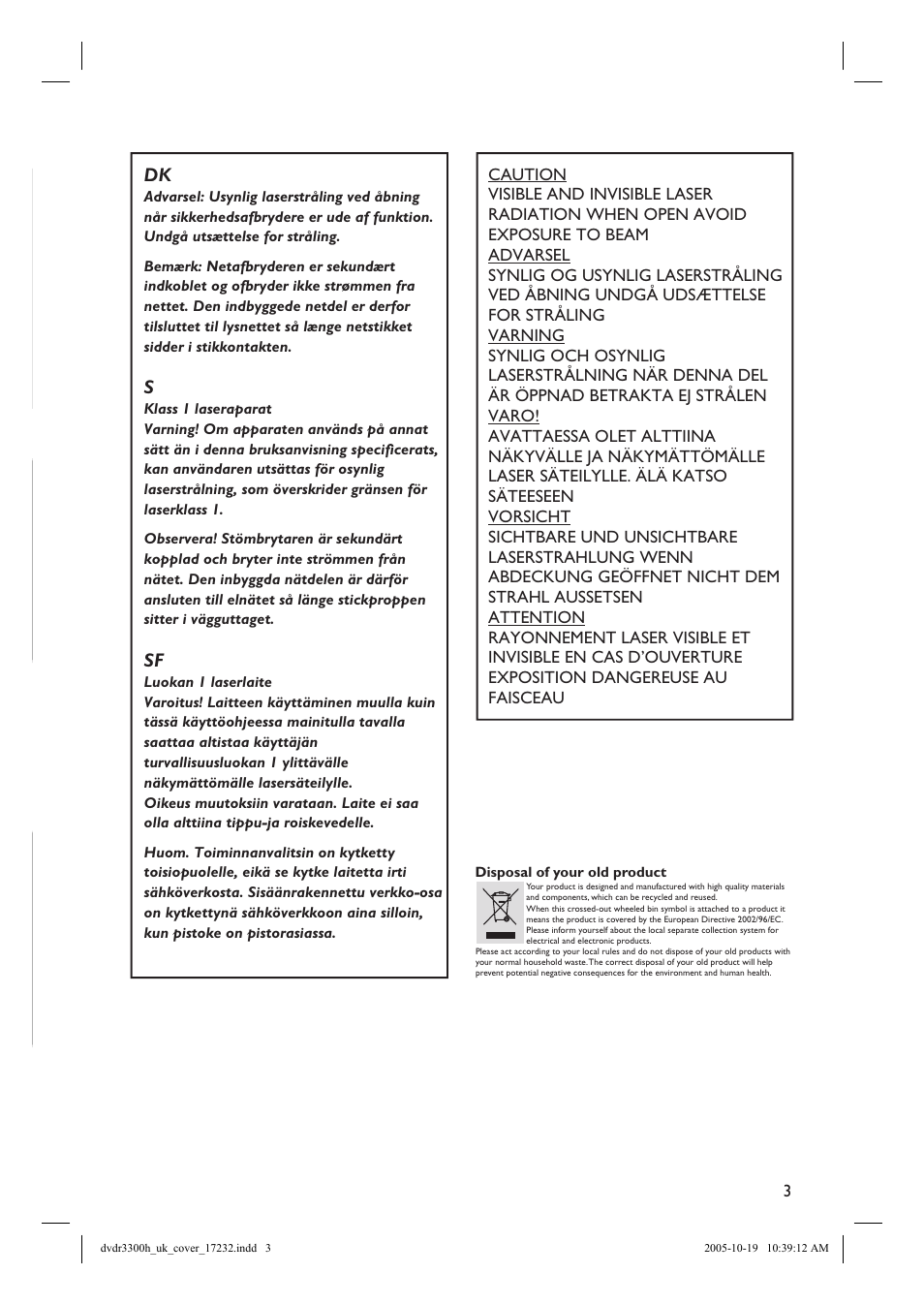 Philips DVDR3300H User Manual | Page 3 / 73
