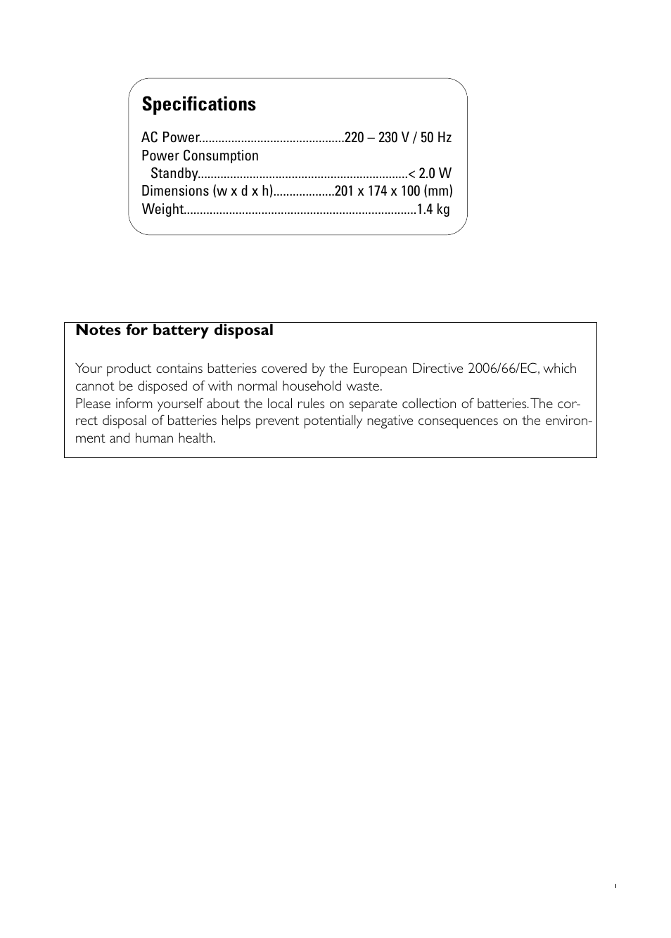 Specifications | Philips AJ3915/12 User Manual | Page 12 / 13