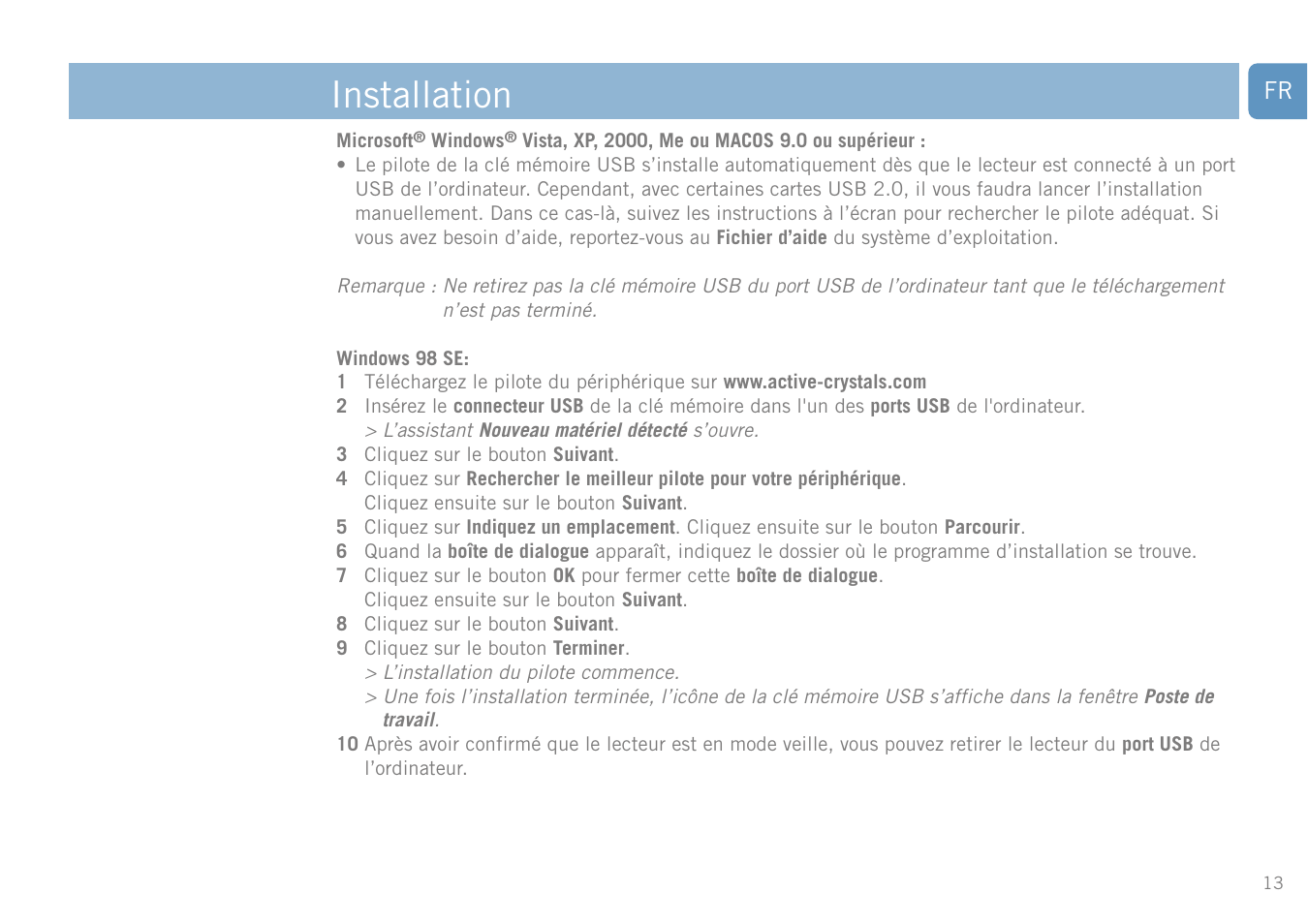 Installation | Philips FM01SW20 User Manual | Page 13 / 72