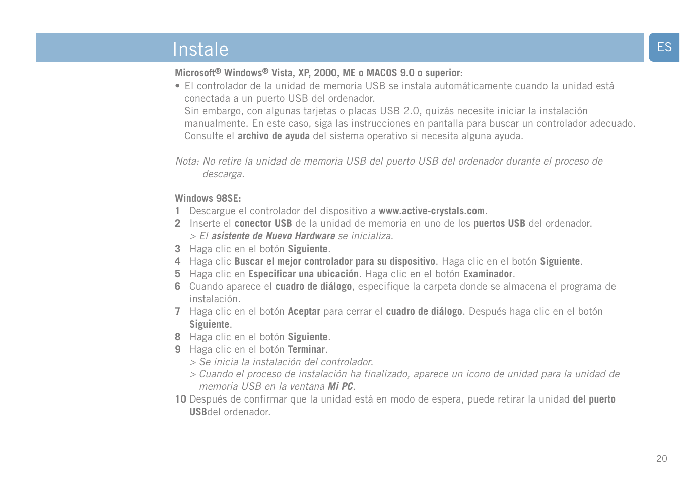 Instale | Philips FM01SW20 User Manual | Page 20 / 72