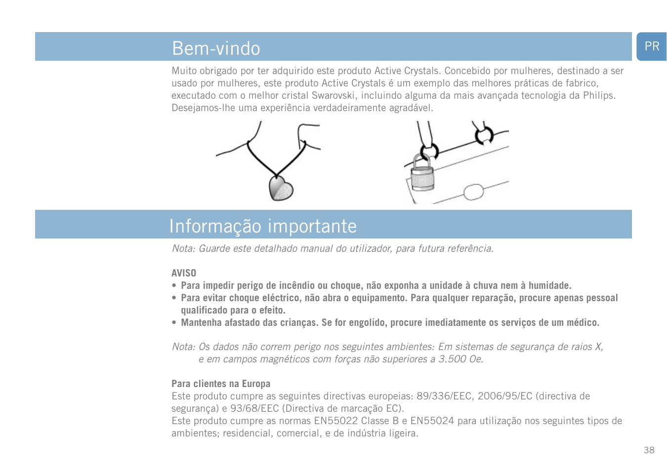 Manual de utilização, Clique aqui, Bem-vindo informação importante | Philips FM01SW20 User Manual | Page 38 / 72