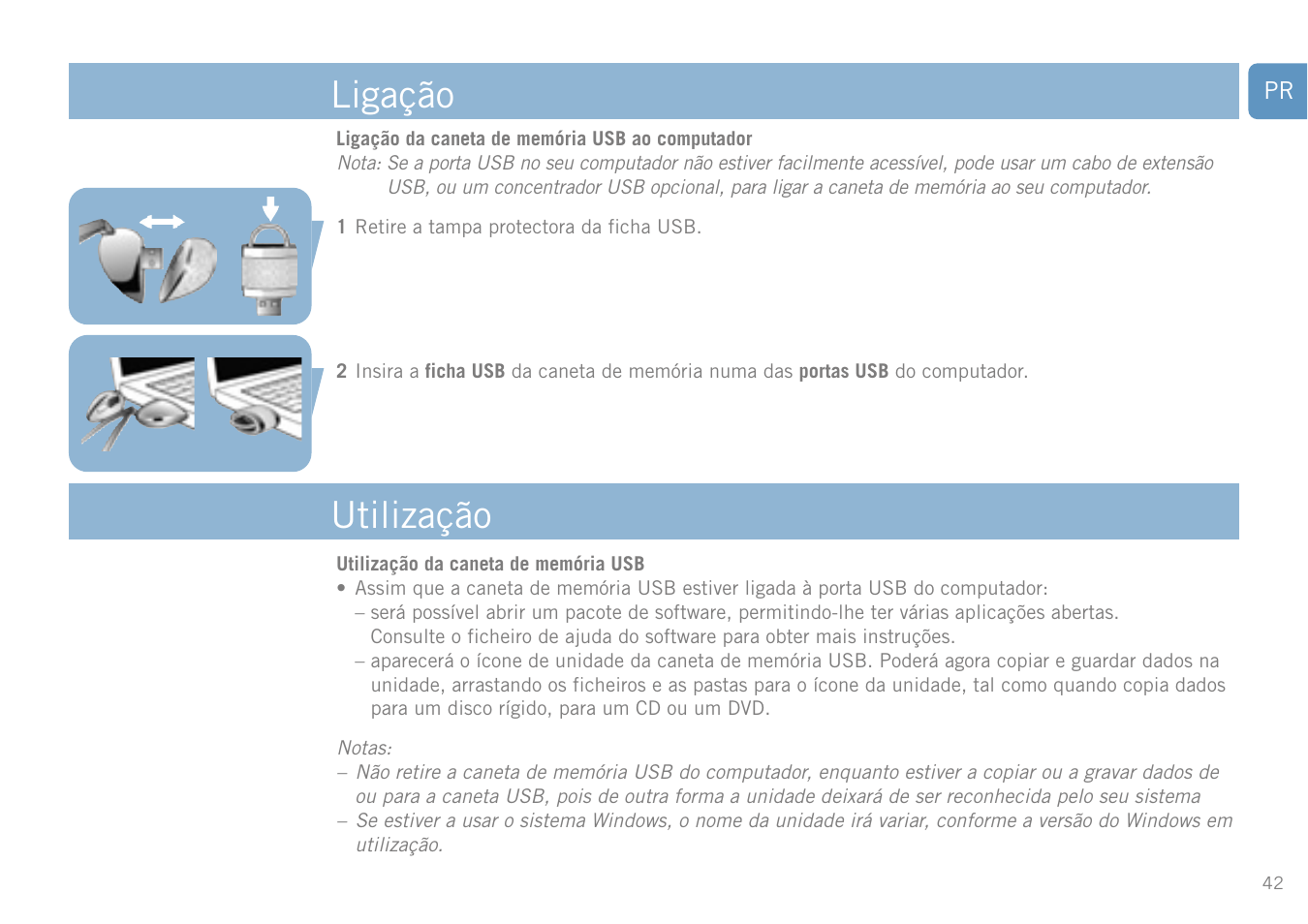 Ligação utilização | Philips FM01SW20 User Manual | Page 42 / 72