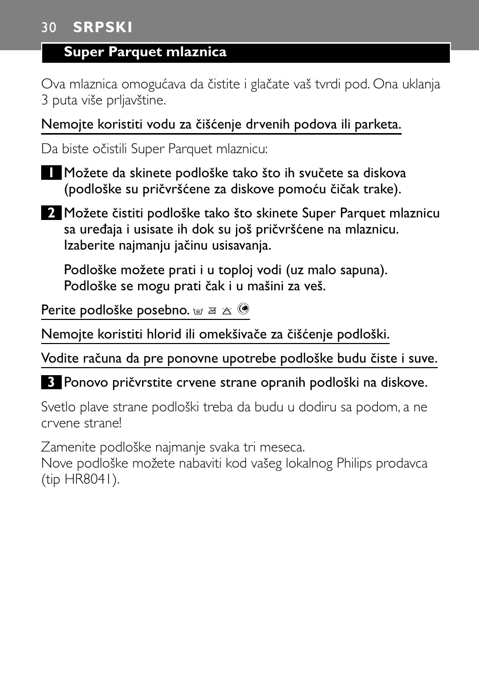 Srpski 30 | Philips Super Parquet Nozzle FC8042 User Manual | Page 30 / 40