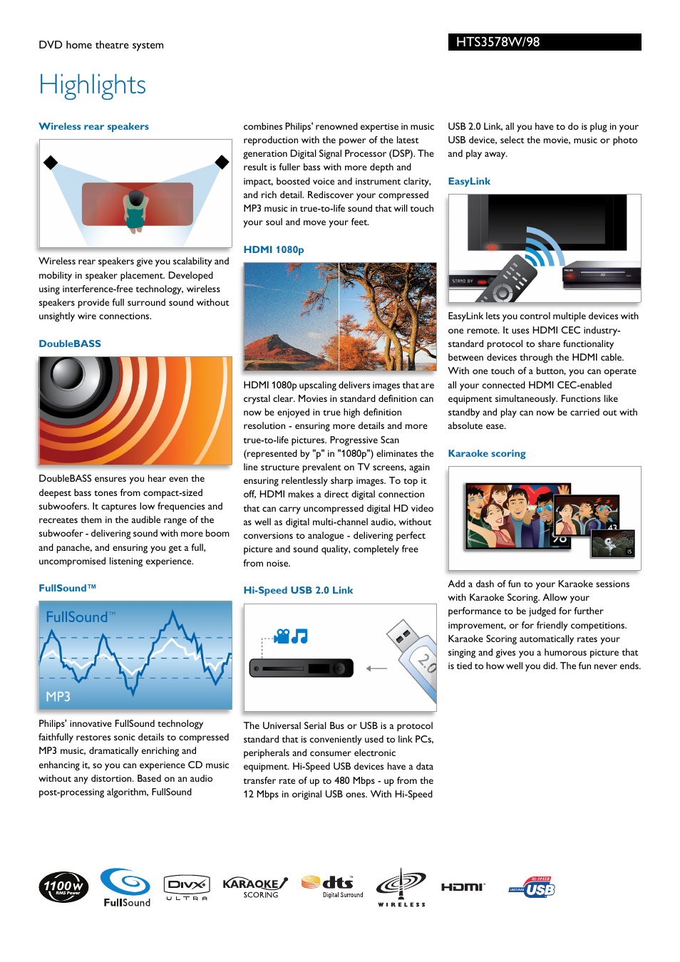 Highlights | Philips HTS3578W/98 User Manual | Page 2 / 3