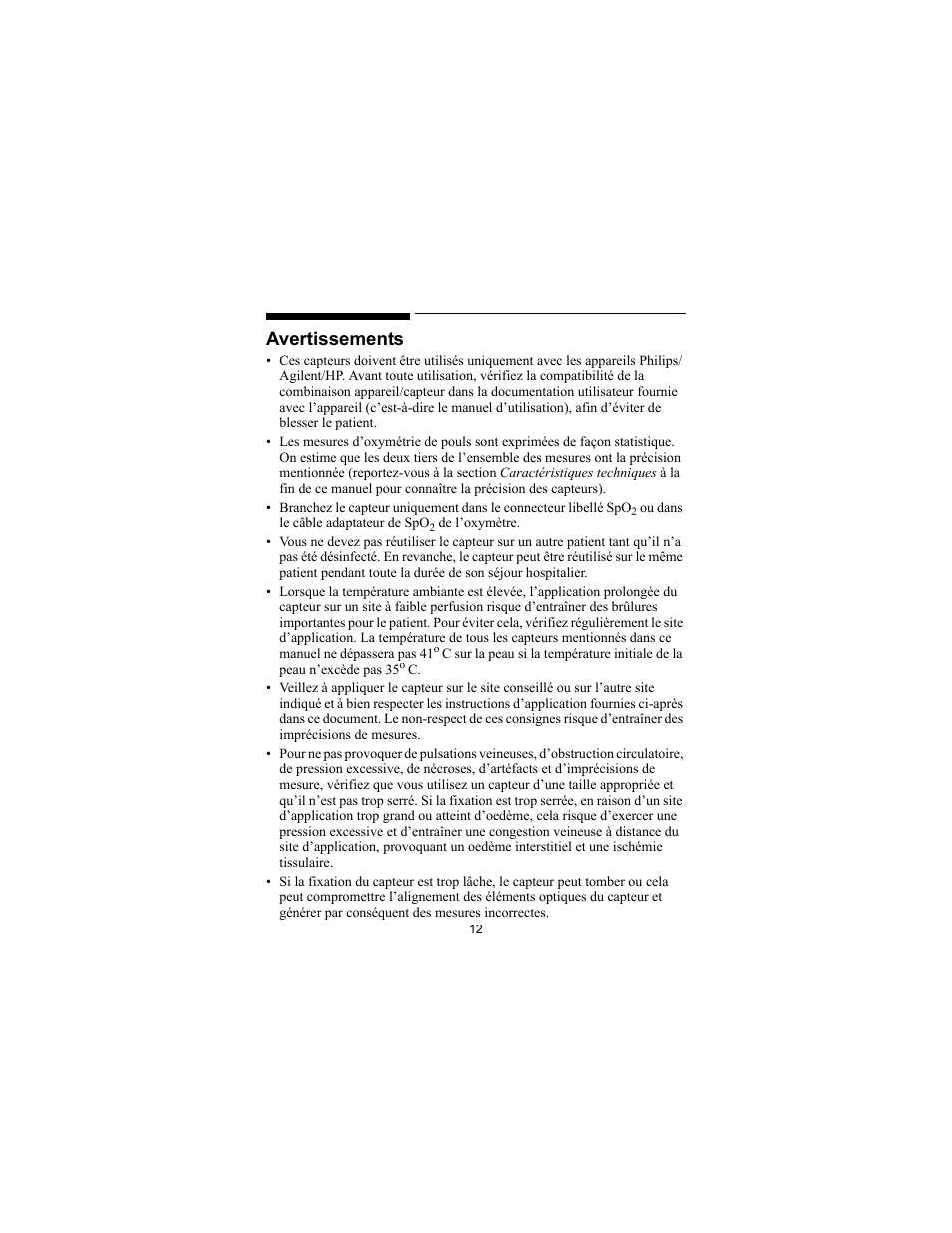 Avertissements | Philips SPO2 M1191A User Manual | Page 14 / 247