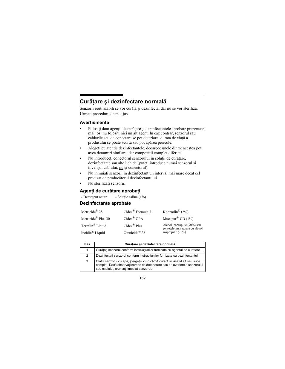 Curăţare şi dezinfectare normală | Philips SPO2 M1191A User Manual | Page 154 / 247