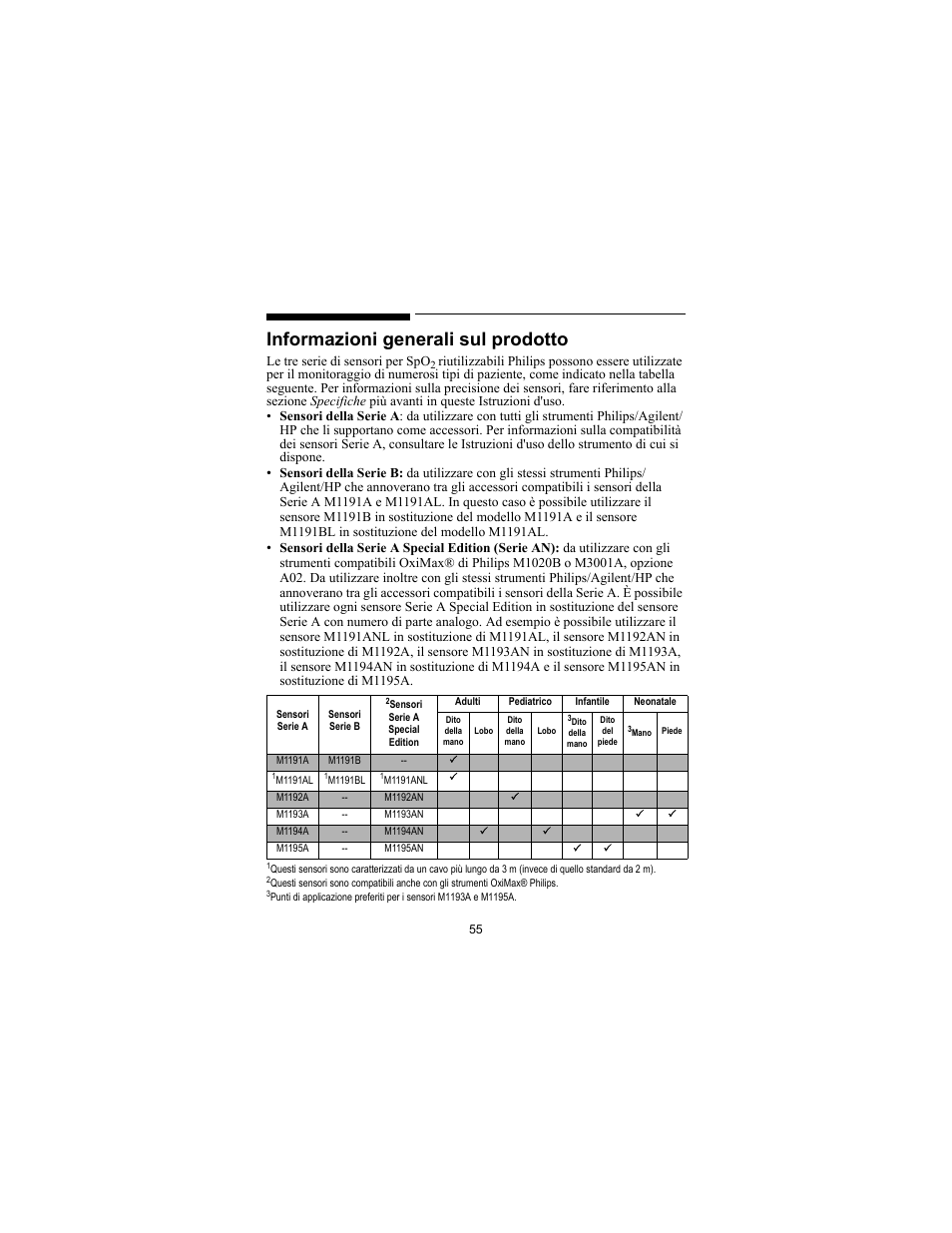 Informazioni generali sul prodotto | Philips SPO2 M1191A User Manual | Page 57 / 247