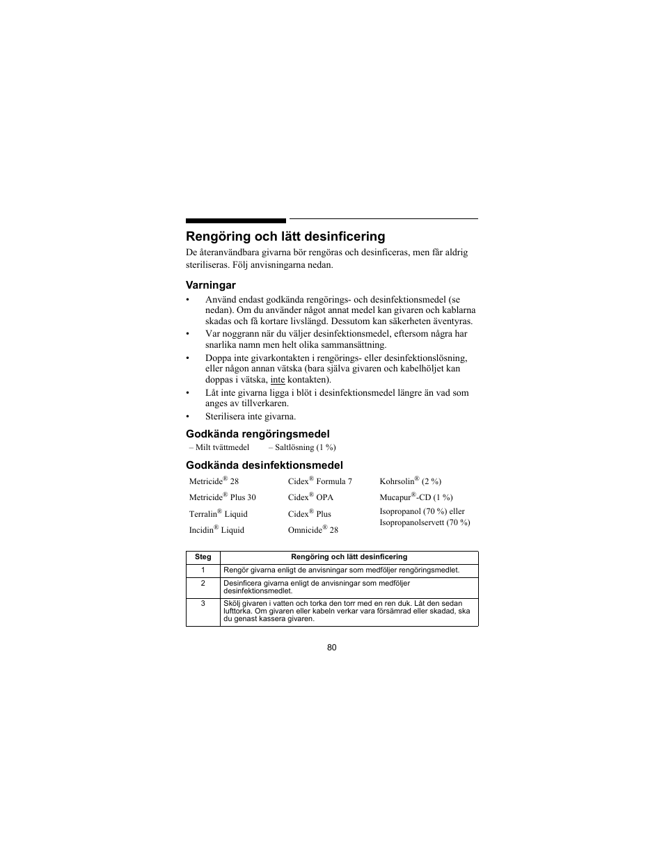 Rengöring och lätt desinficering | Philips SPO2 M1191A User Manual | Page 82 / 247