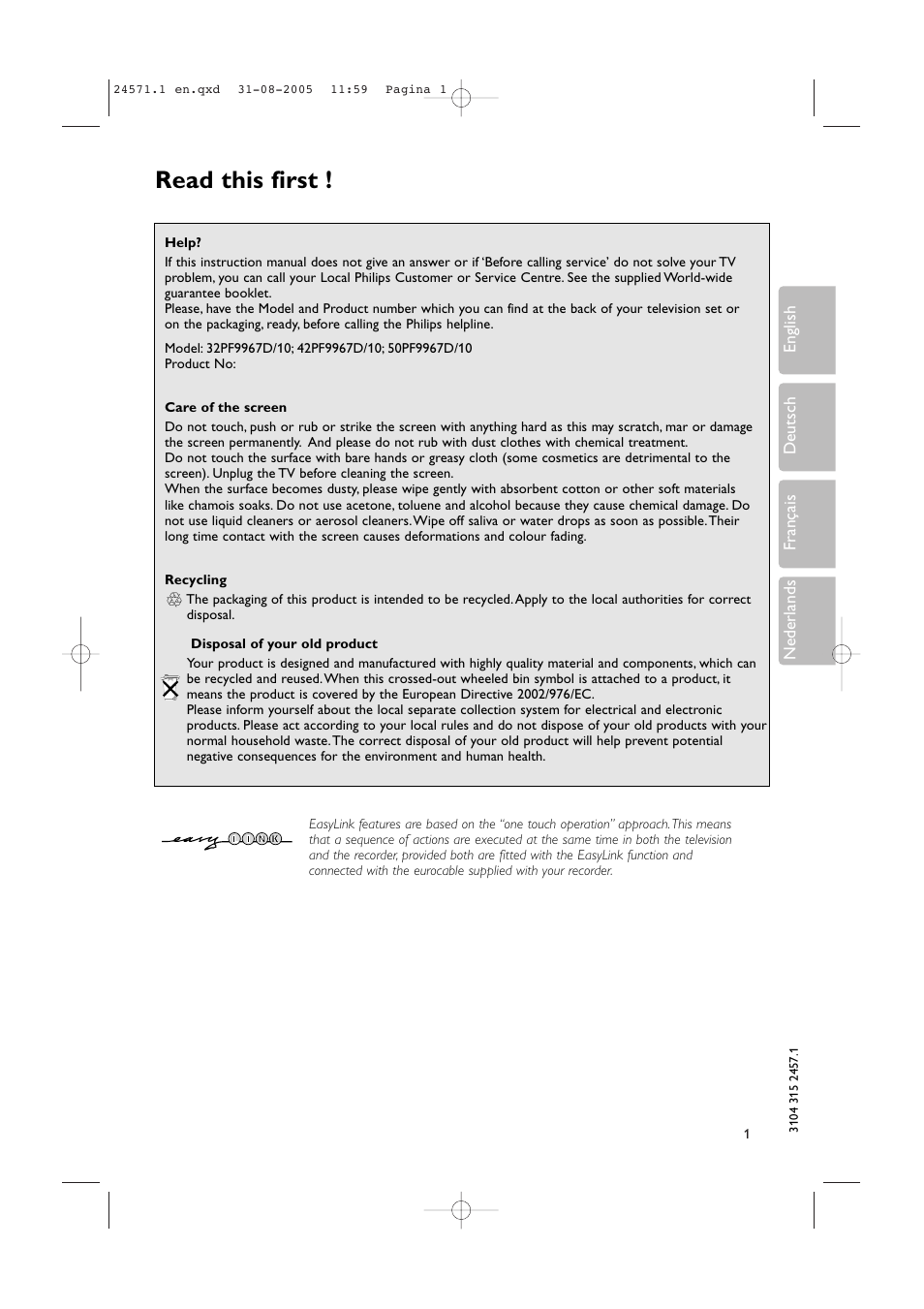 Philips 50PF9967D/10 User Manual | 38 pages