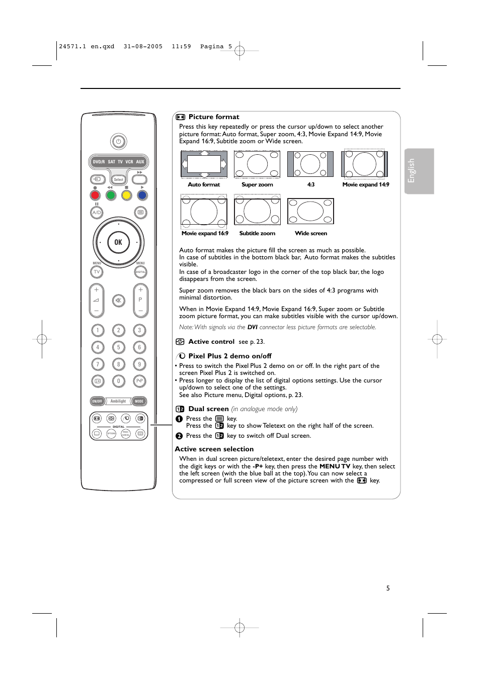 English | Philips 50PF9967D/10 User Manual | Page 5 / 38