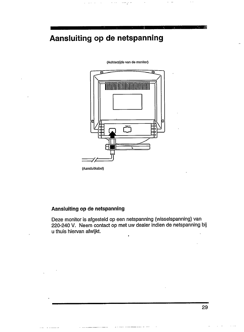 Aansluiting op de netspanning | Philips SVGA/EVGA 15C04204 User Manual | Page 9 / 16