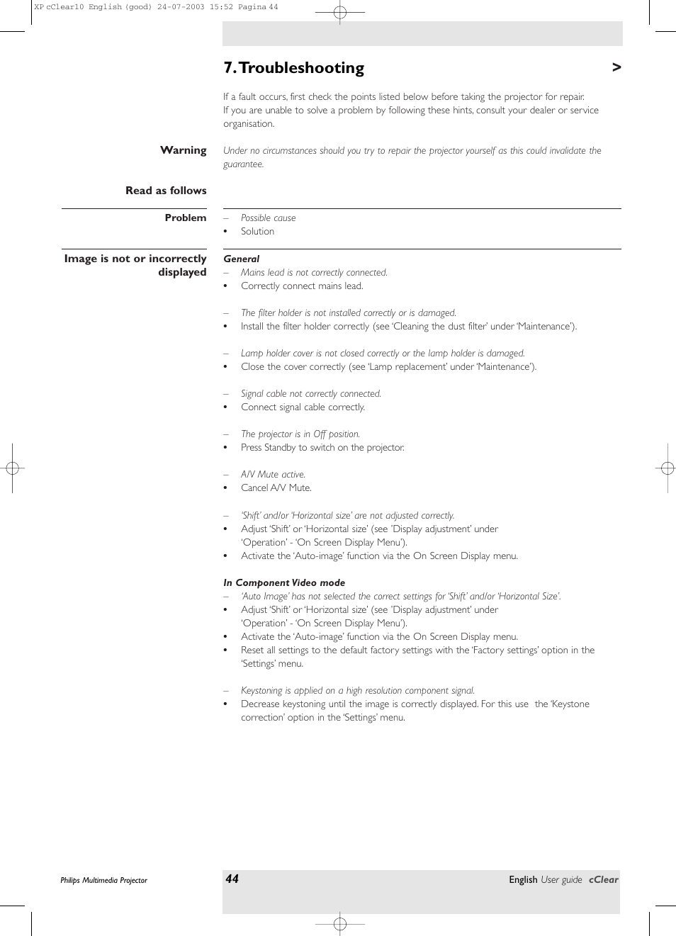 Troubleshooting | Philips bSure 1 User Manual | Page 44 / 47