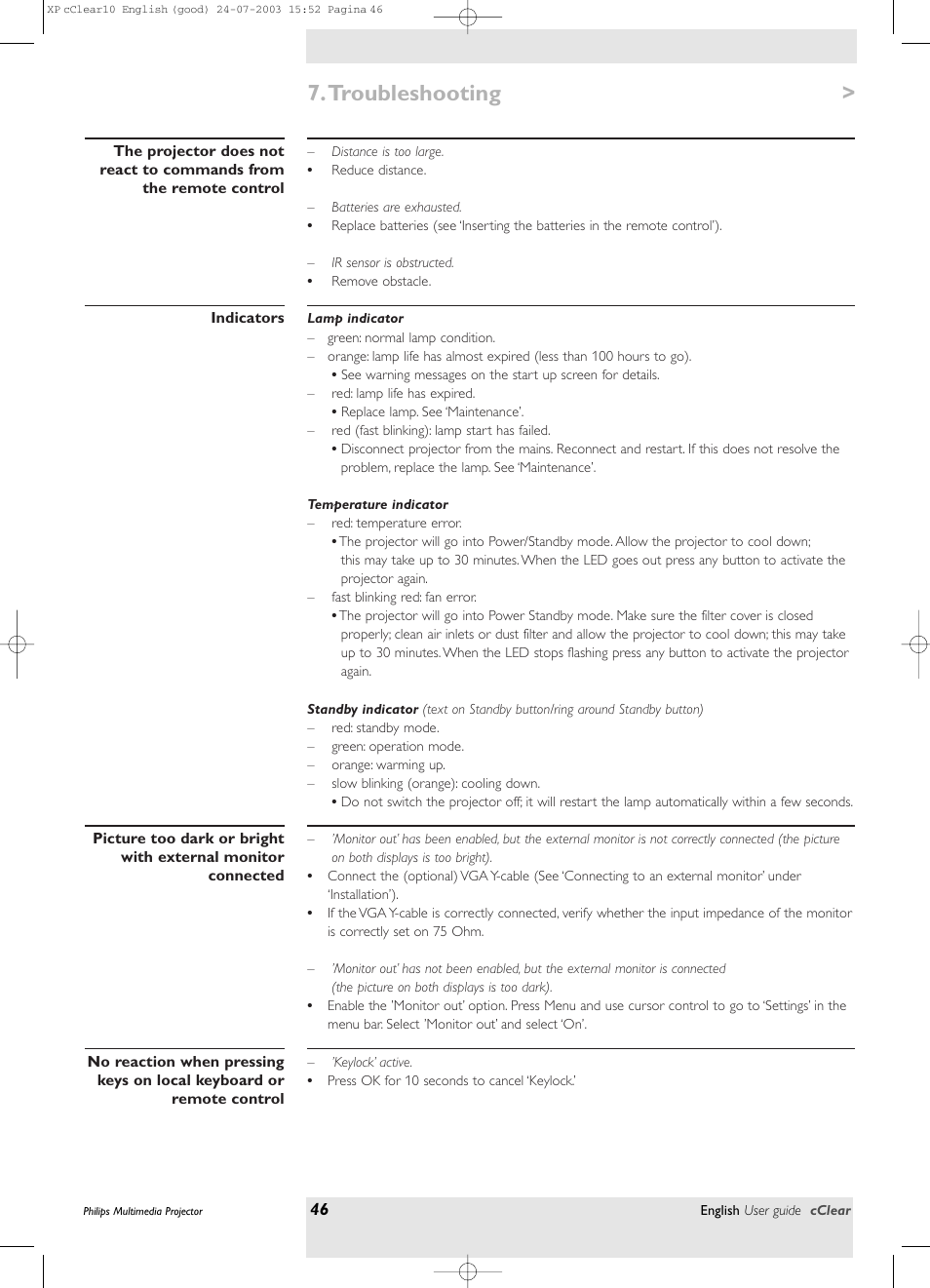 Troubleshooting | Philips bSure 1 User Manual | Page 46 / 47