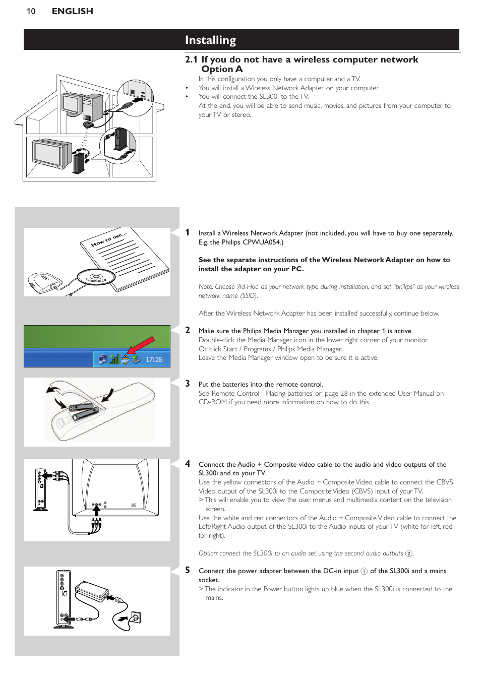 Installing | Philips SL300I/37 User Manual | Page 10 / 26