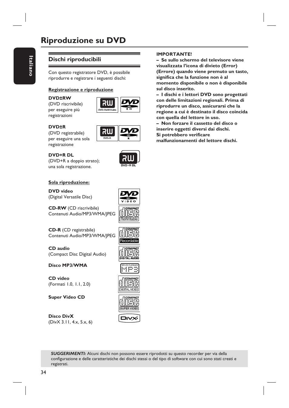 Riproduzione su dvd | Philips DVDR3430V User Manual | Page 34 / 71
