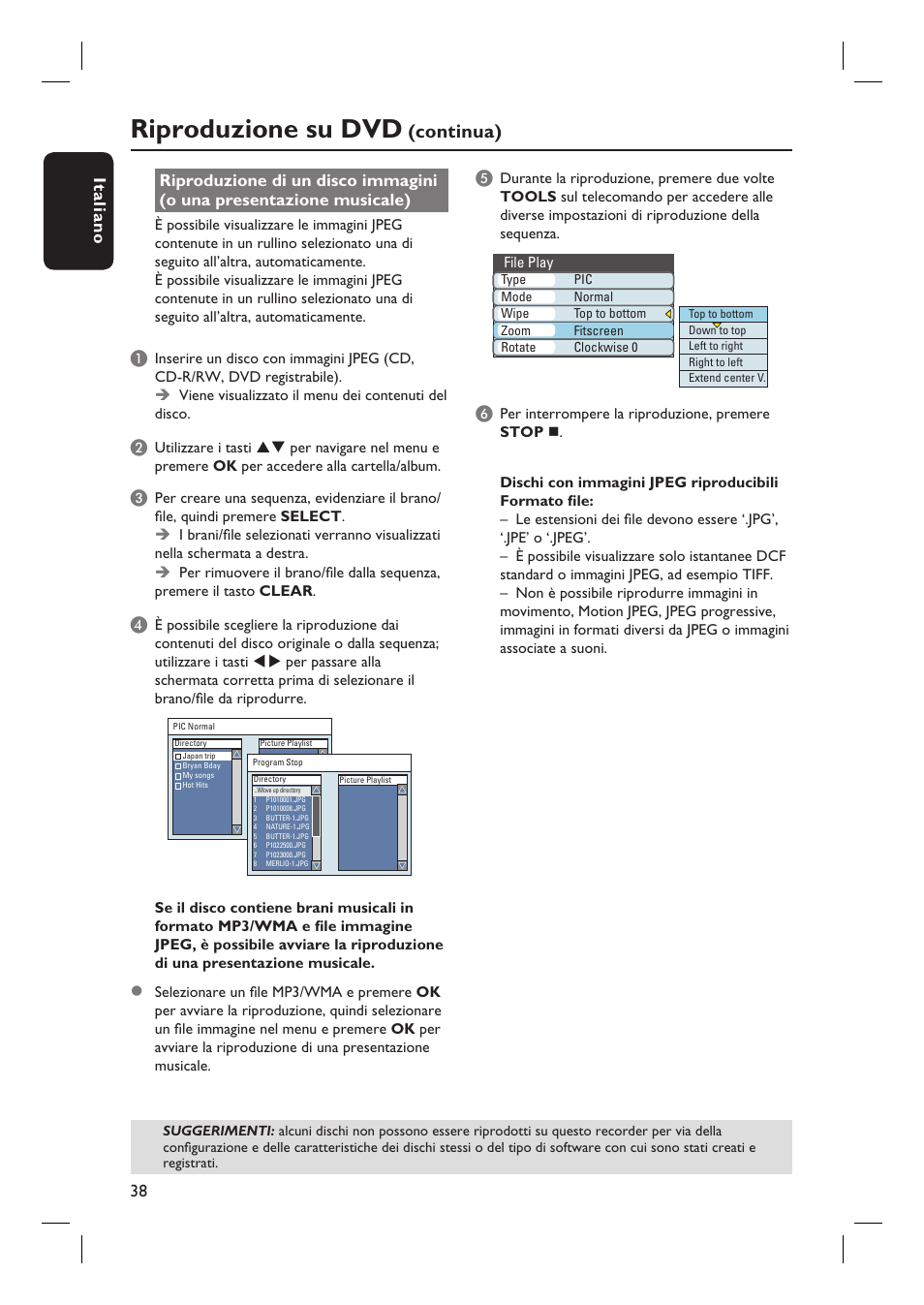 Riproduzione su dvd, Continua) | Philips DVDR3430V User Manual | Page 38 / 71