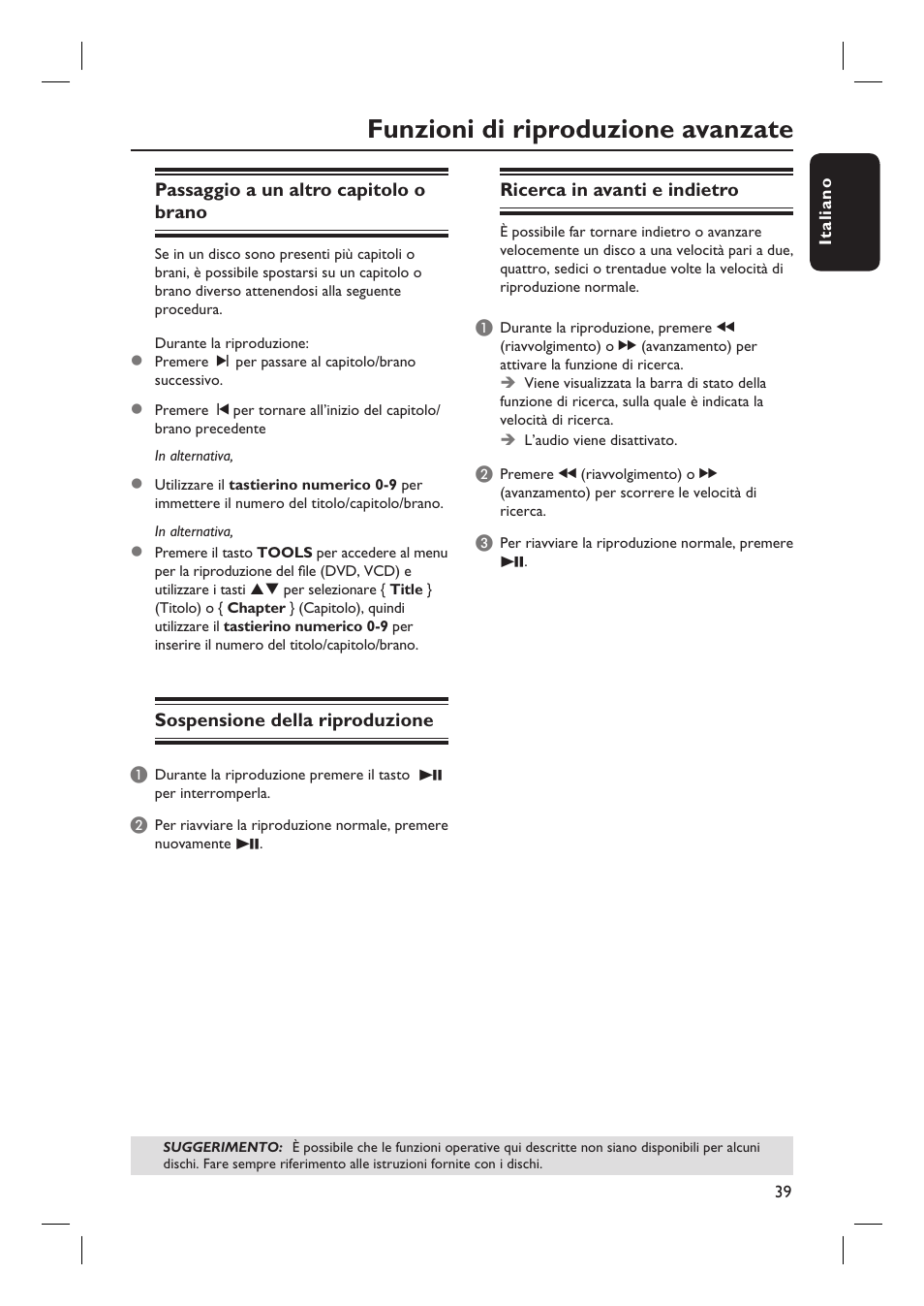 Funzioni di riproduzione avanzate | Philips DVDR3430V User Manual | Page 39 / 71