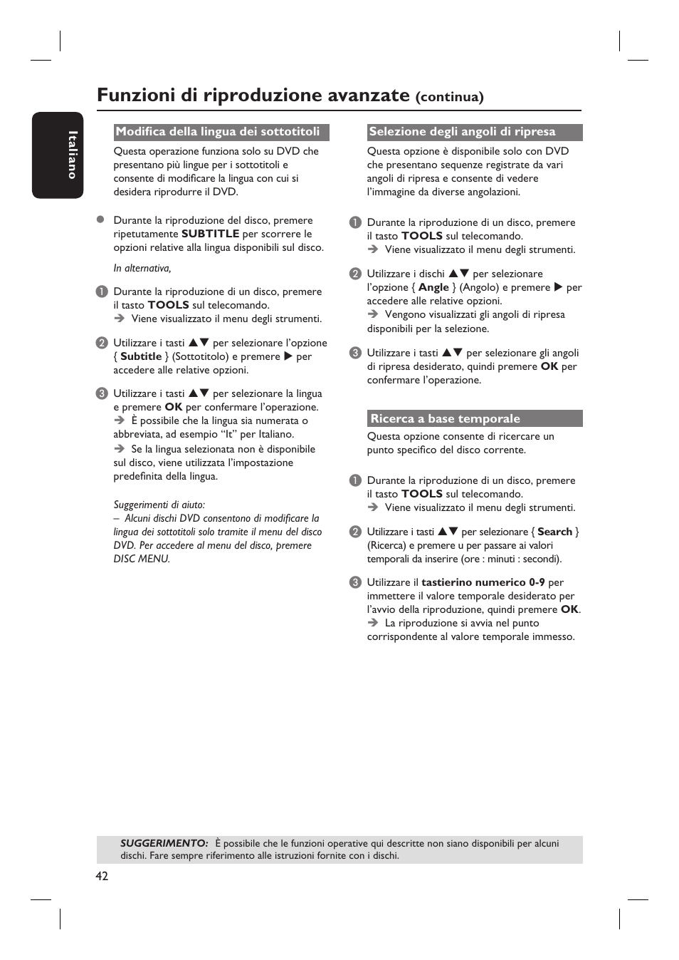 Funzioni di riproduzione avanzate | Philips DVDR3430V User Manual | Page 42 / 71