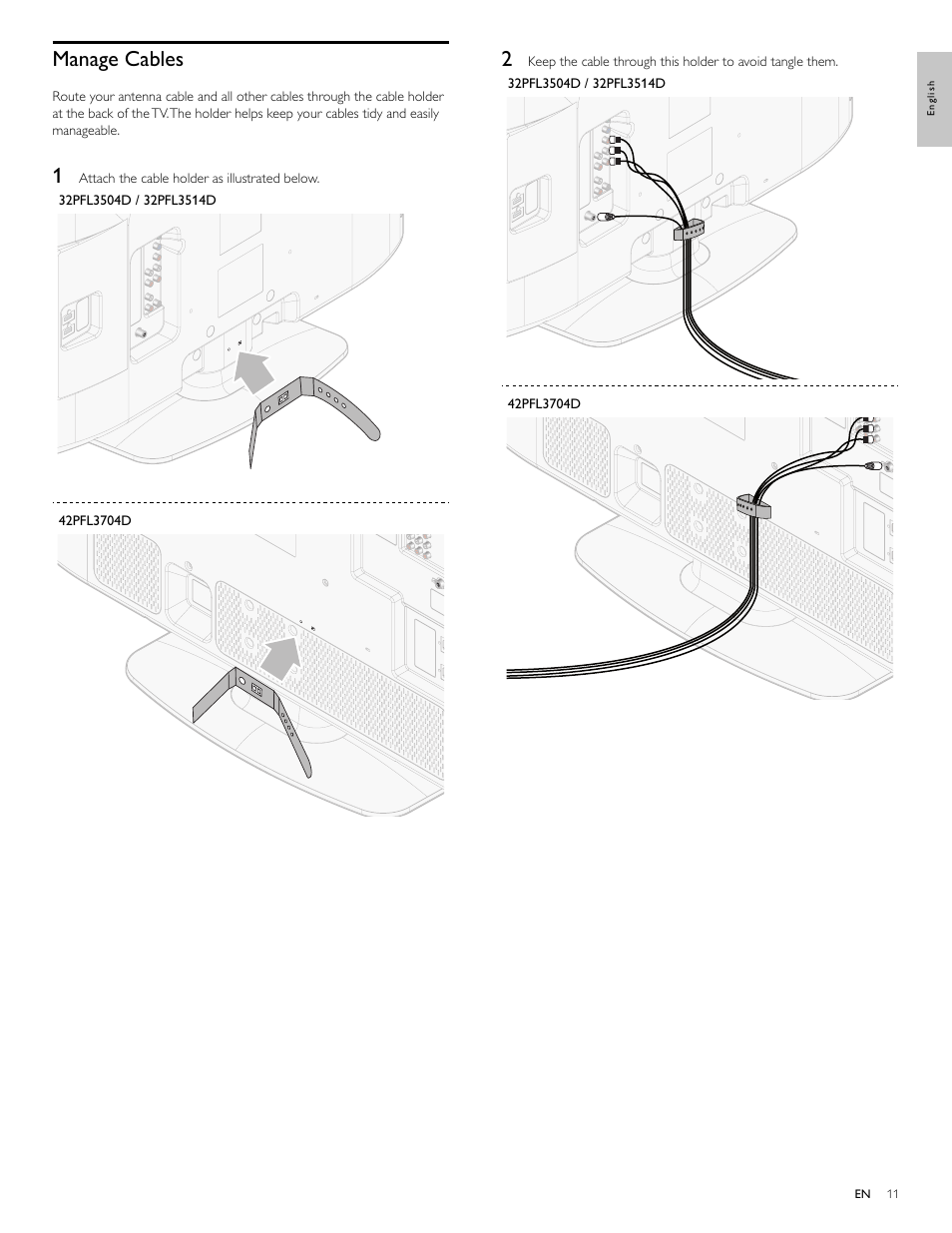 Manage cables | Philips 32PFL3514D User Manual | Page 12 / 42