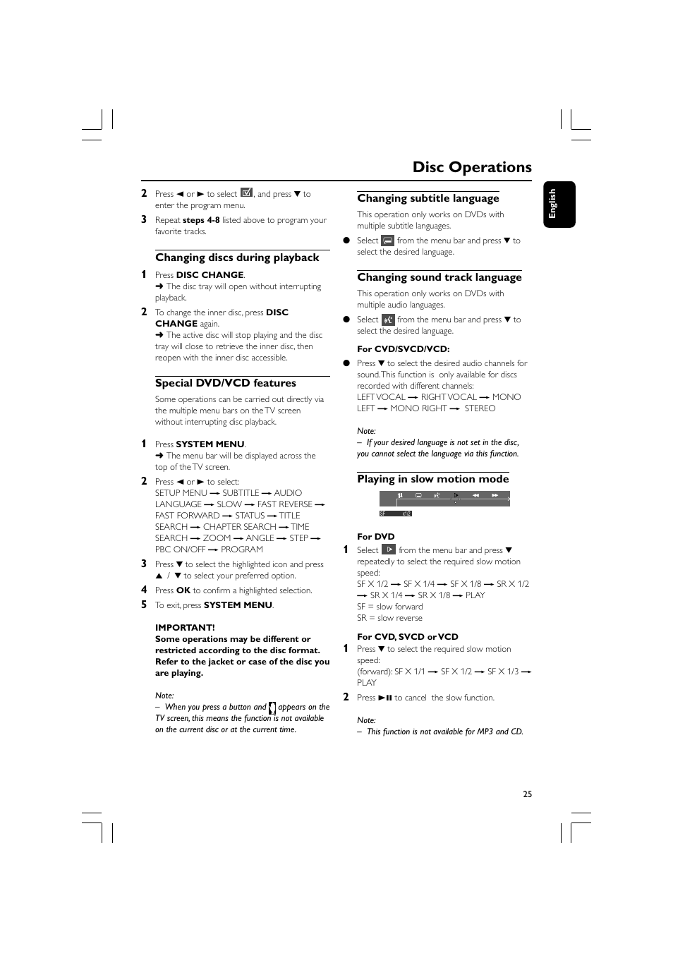 Disc operations | Philips FW-D550 User Manual | Page 25 / 47