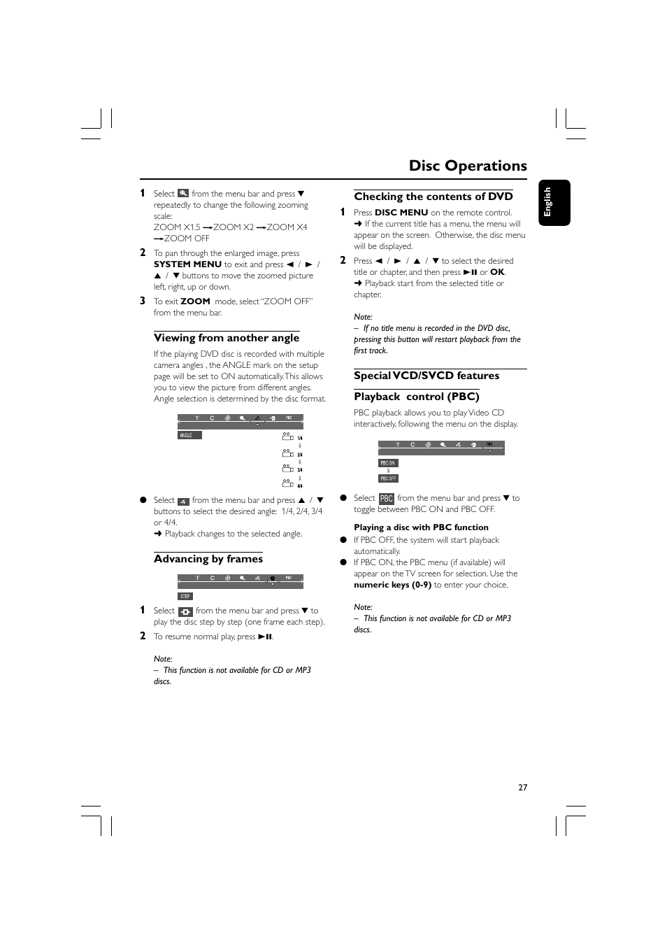 Disc operations | Philips FW-D550 User Manual | Page 27 / 47