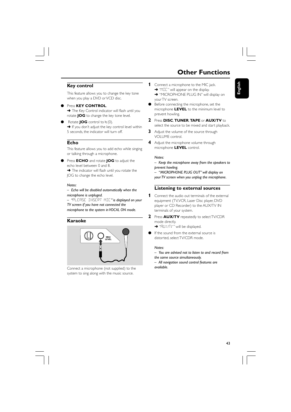 Other functions | Philips FW-D550 User Manual | Page 43 / 47