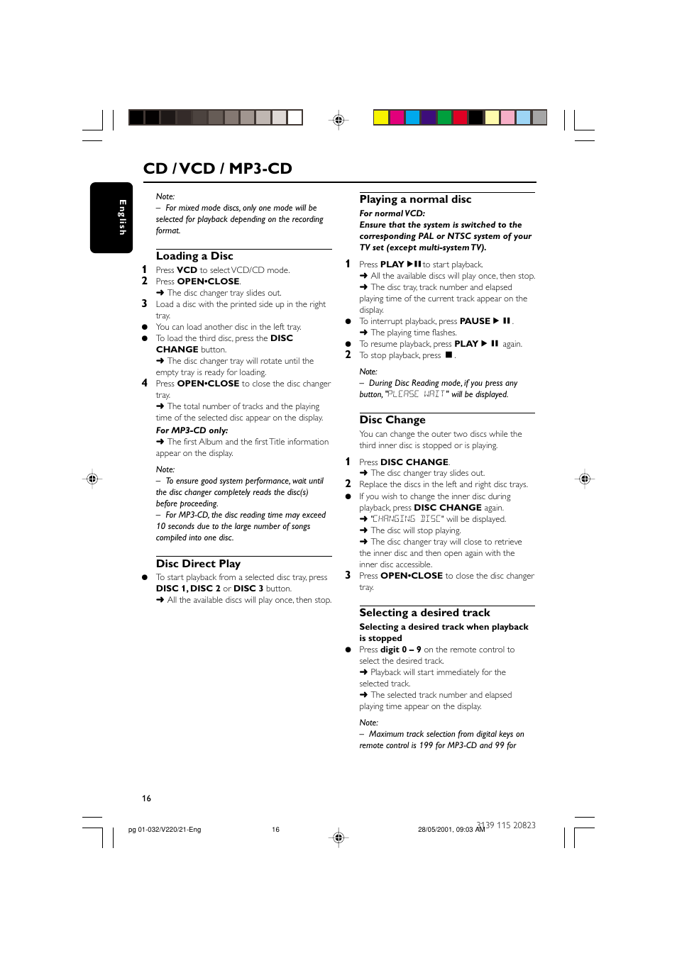 Cd / vcd / mp3-cd | Philips FW-V220/21 User Manual | Page 16 / 32