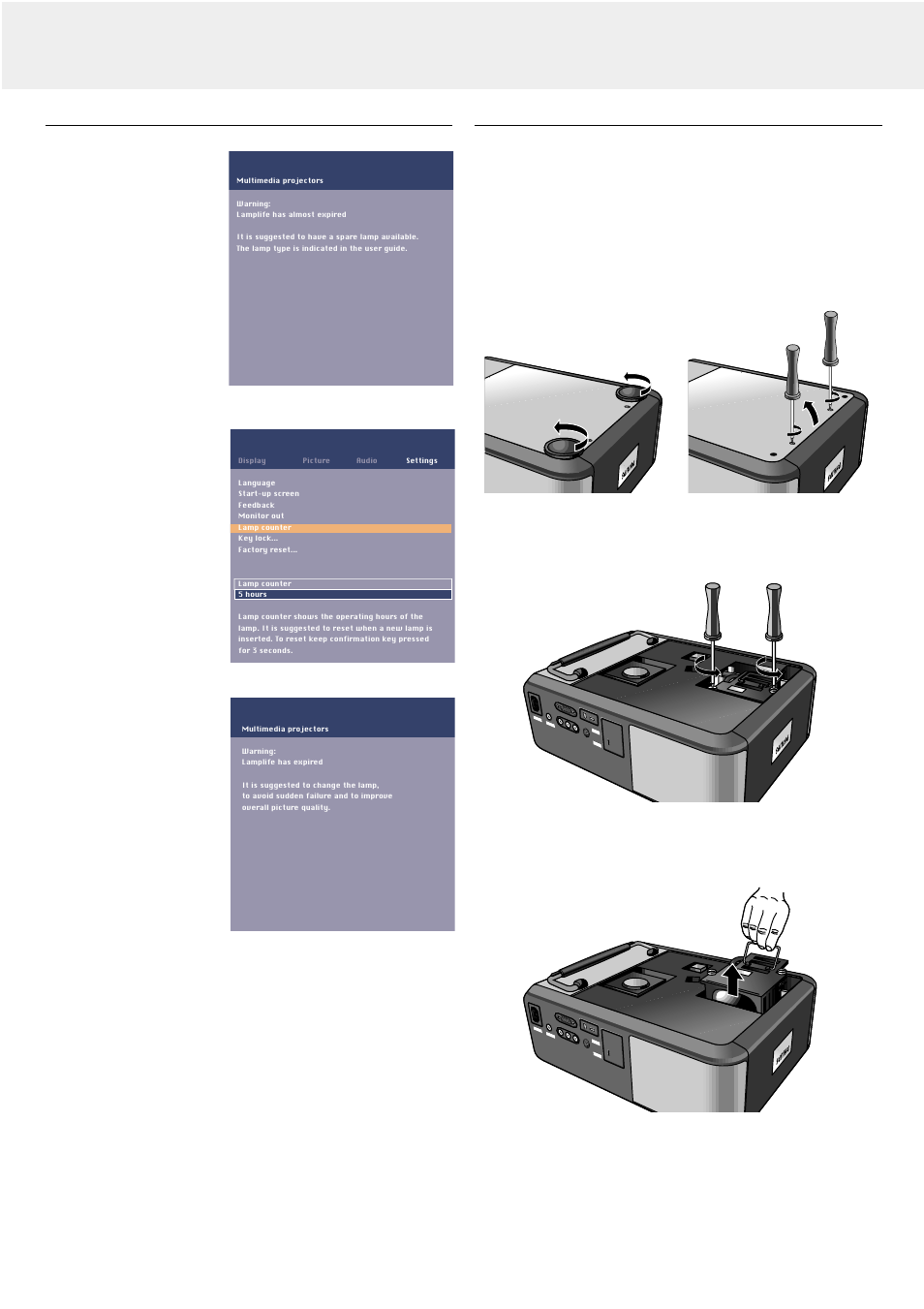 Lamp, Lamp replacement, Maintenance | Philips LC4242 User Manual | Page 21 / 23