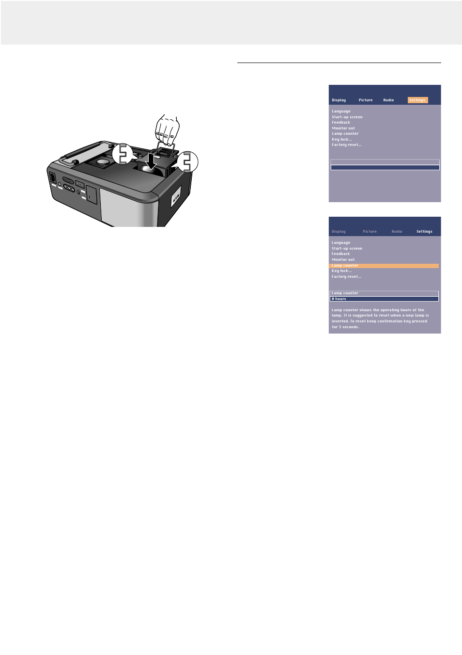 Resetting the lamplife time, Maintenance | Philips LC4242 User Manual | Page 22 / 23