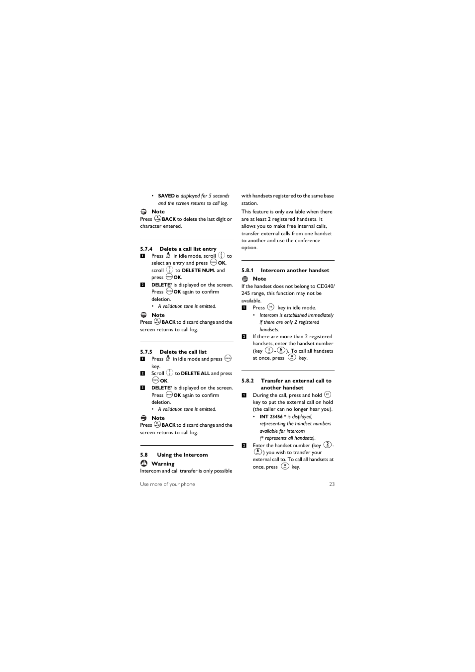 8 using the intercom | Philips CD245 User Manual | Page 25 / 48