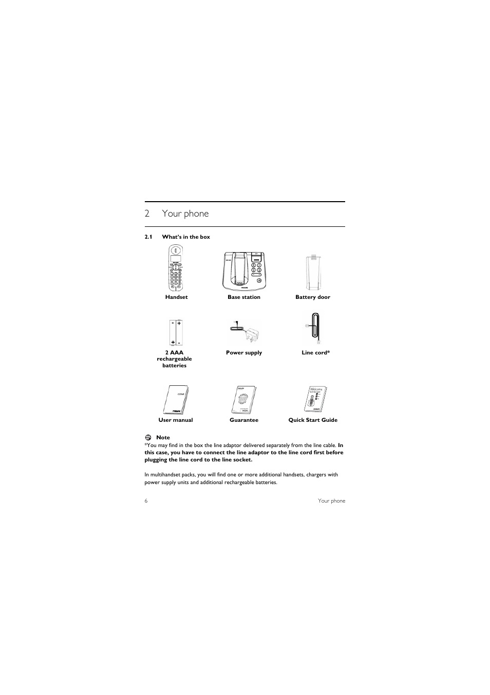 2 your phone, 1 what’s in the box, 2your phone | Philips CD245 User Manual | Page 8 / 48