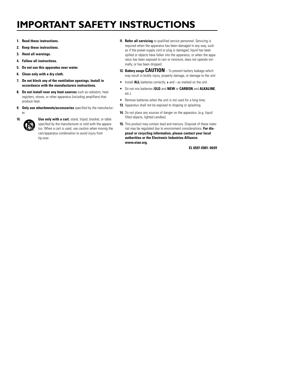 Important safety instructions, Caution | Philips AX5319 User Manual | Page 2 / 13