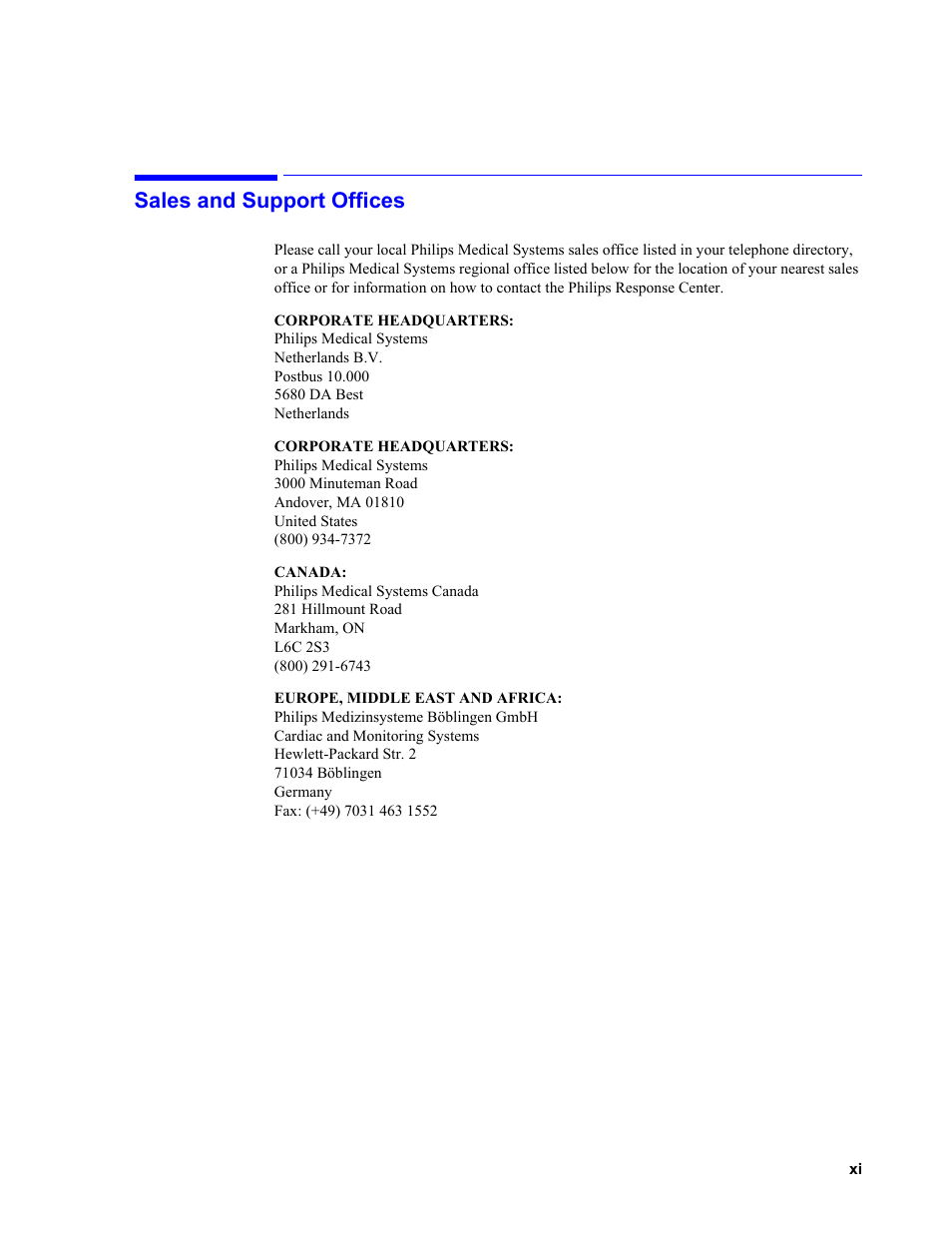 Sales and support offices | Philips 862478 User Manual | Page 11 / 182
