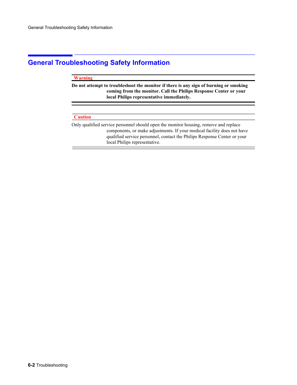 General troubleshooting safety information, General troubleshooting safety information -2 | Philips 862478 User Manual | Page 112 / 182