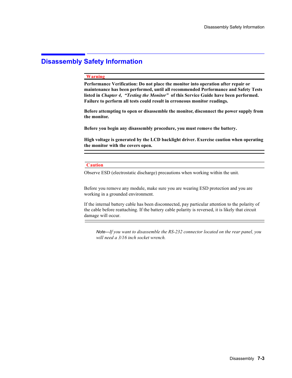 Disassembly safety information, Disassembly safety information -3 | Philips 862478 User Manual | Page 127 / 182