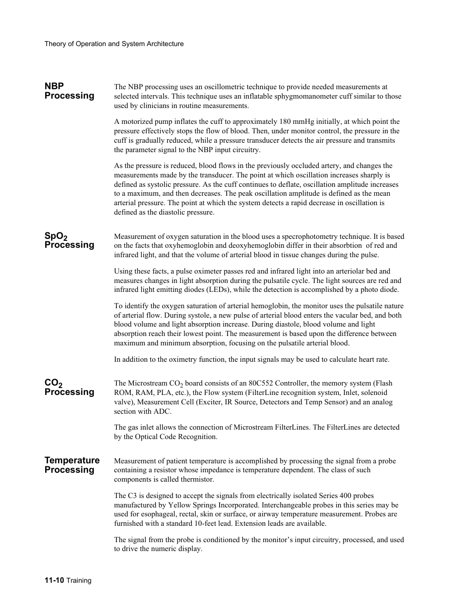 Nbp processing, Spo2 processing, Co2 processing | Temperature processing | Philips 862478 User Manual | Page 168 / 182