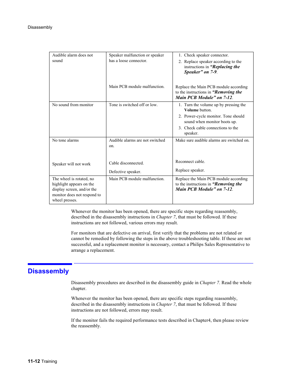 Disassembly, Disassembly -12 | Philips 862478 User Manual | Page 170 / 182