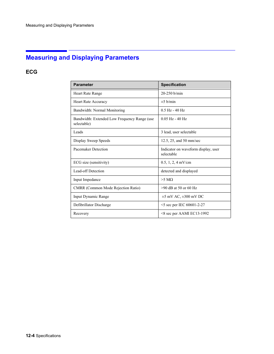 Measuring and displaying parameters, Measuring and displaying parameters -4, Ecg -4 | Philips 862478 User Manual | Page 176 / 182