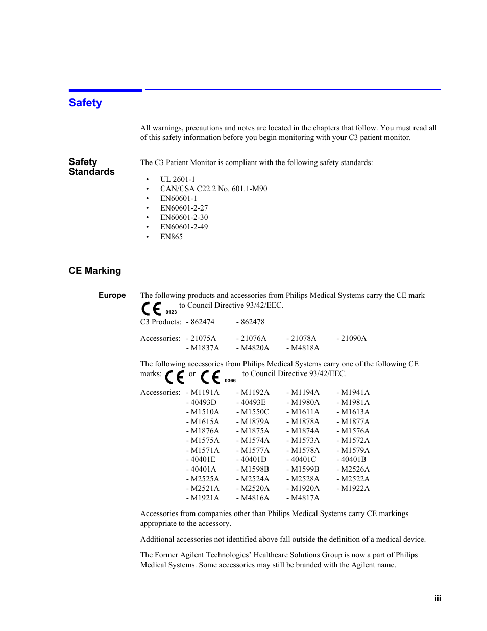 Safety, Safety standards, Ce marking | Europe | Philips 862478 User Manual | Page 3 / 182