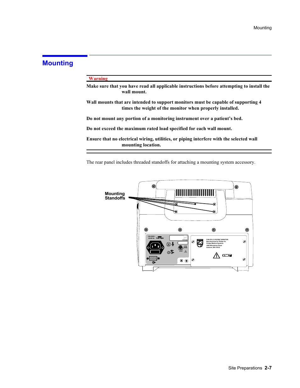Mounting, Mounting -7, Warning | Philips 862478 User Manual | Page 35 / 182