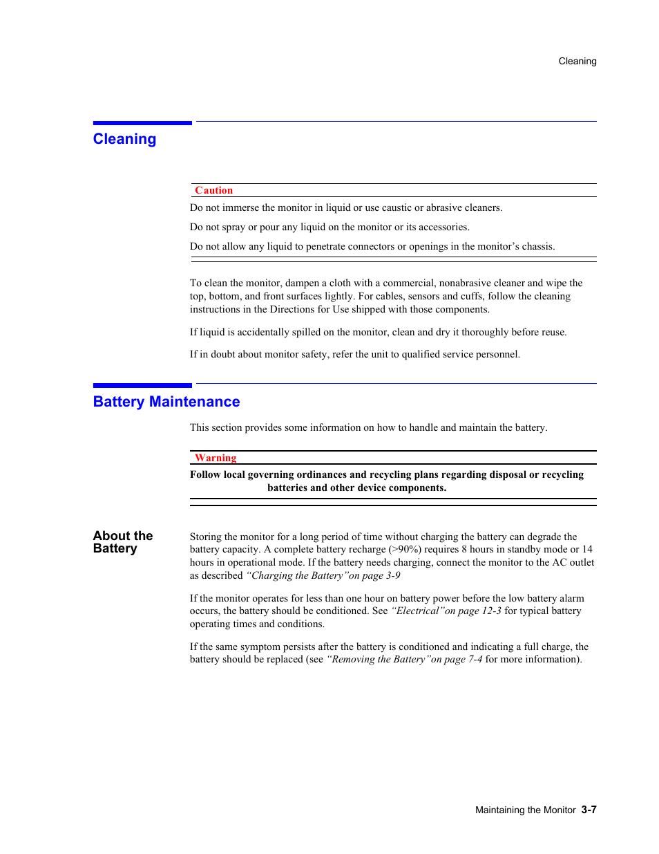 Cleaning, Battery maintenance, About the battery | Cleaning -7 battery maintenance -7, About the battery -7 | Philips 862478 User Manual | Page 45 / 182